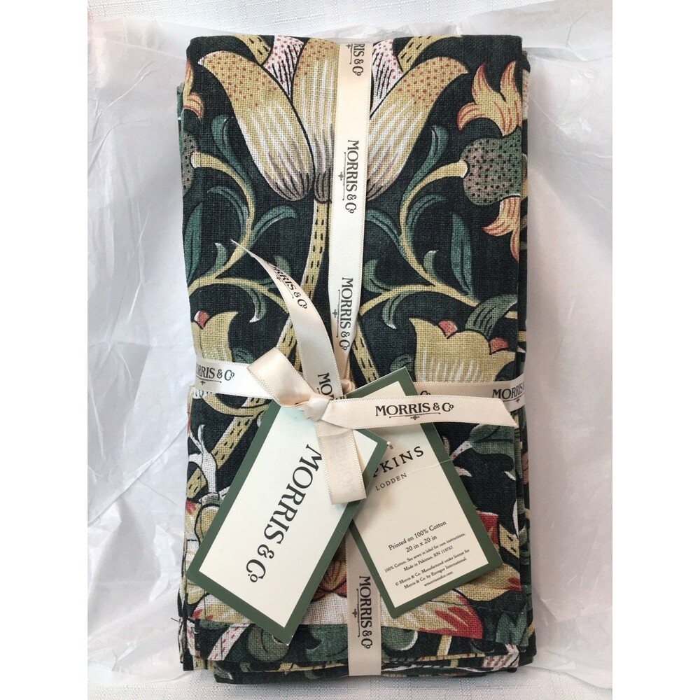 MORRIS & Co Cotton Fabric Napkins Set Of 8 ~ Lodden Green Floral NIP